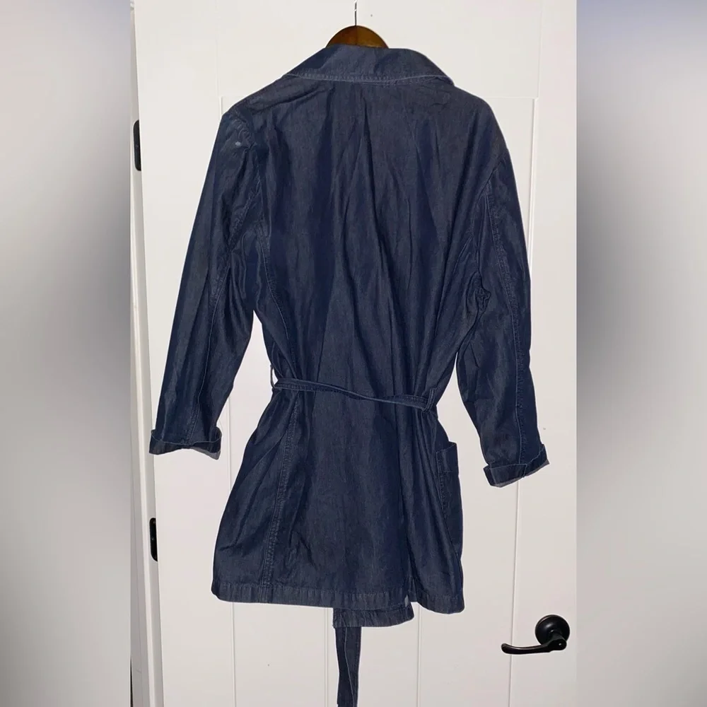 Talbot Notch Double Breasted‎ Self Tie Denim Coat Jacket Plus Women 20W Casual